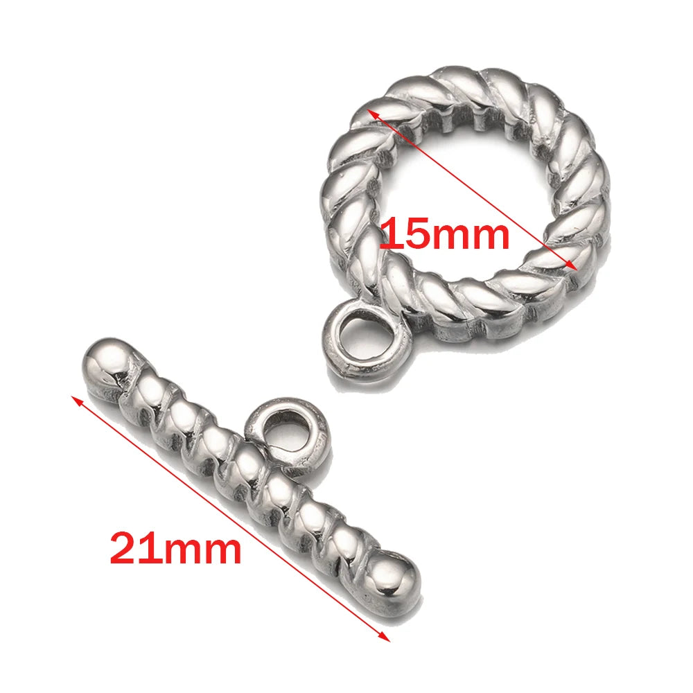 2 Sets Stainless Steel Heart Toggle Clasps Bracelet Closure Fastener Buckle OT End Connectors for Necklace Jewelry Making DIY