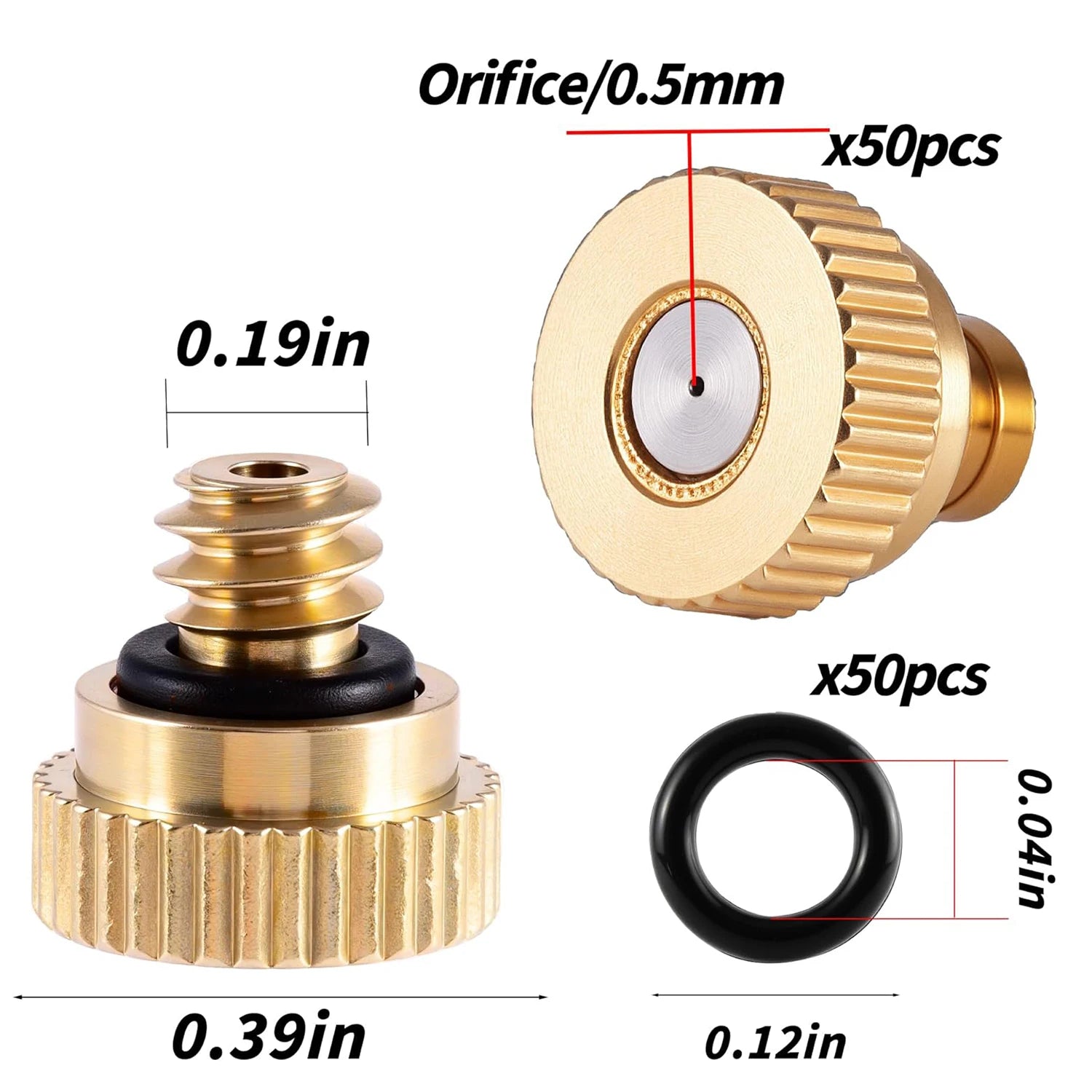 Cooling Fog Nozzle 3/16" Thread 0.5mm Brass Nozzle Garden Yard Balcony Outdoor Drop Temperature Industrial Dust Removal Atomizer