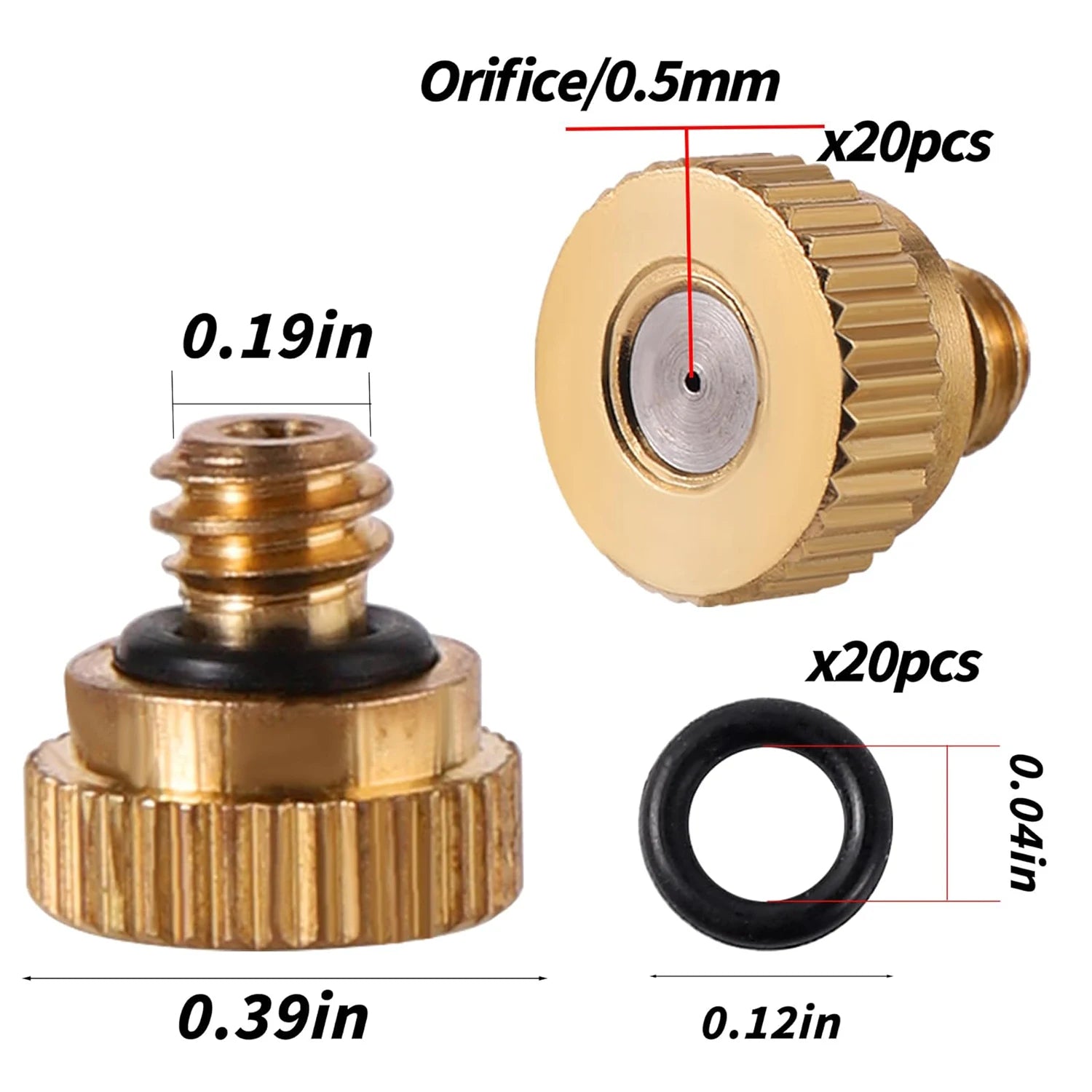 Cooling Fog Nozzle 3/16" Thread 0.5mm Brass Nozzle Garden Yard Balcony Outdoor Drop Temperature Industrial Dust Removal Atomizer