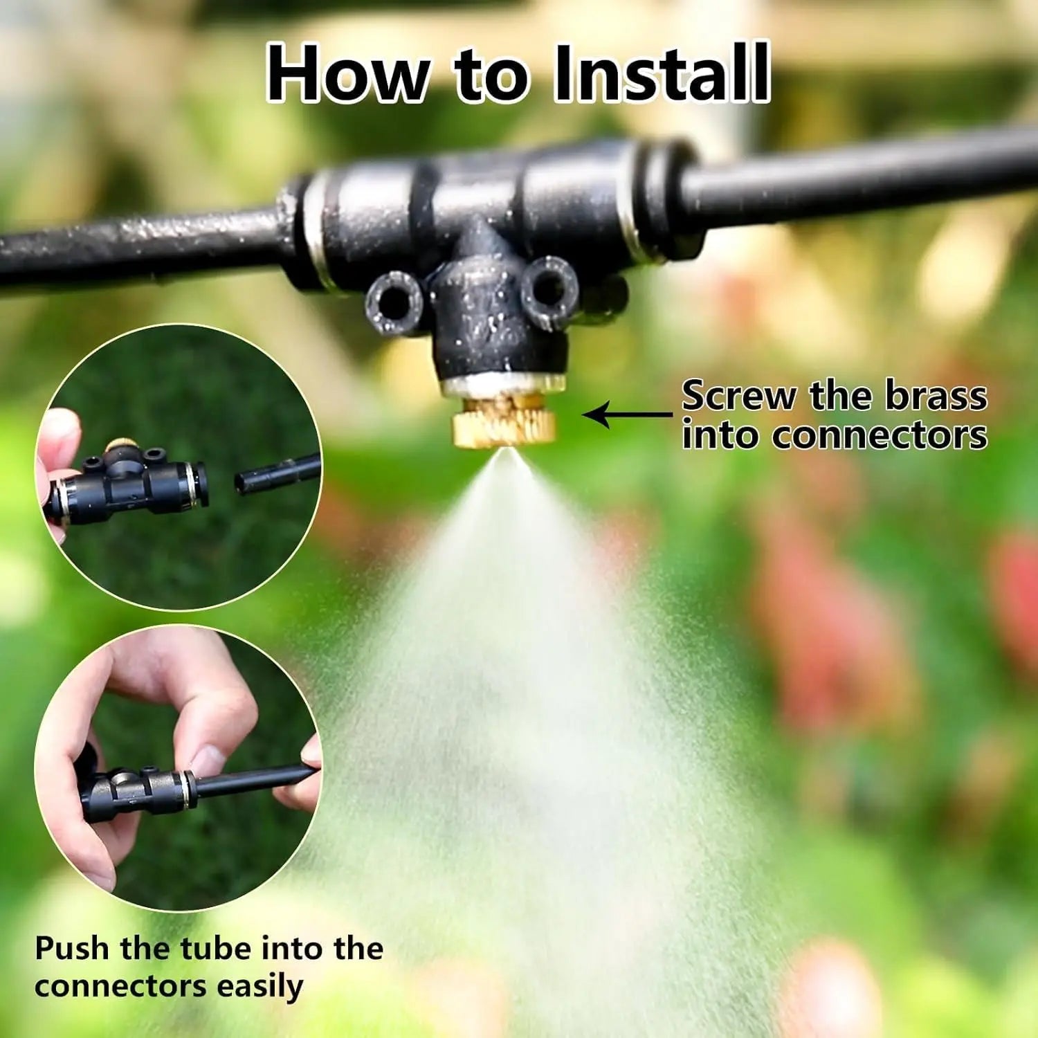 Cooling Fog Nozzle 3/16" Thread 0.5mm Brass Nozzle Garden Yard Balcony Outdoor Drop Temperature Industrial Dust Removal Atomizer