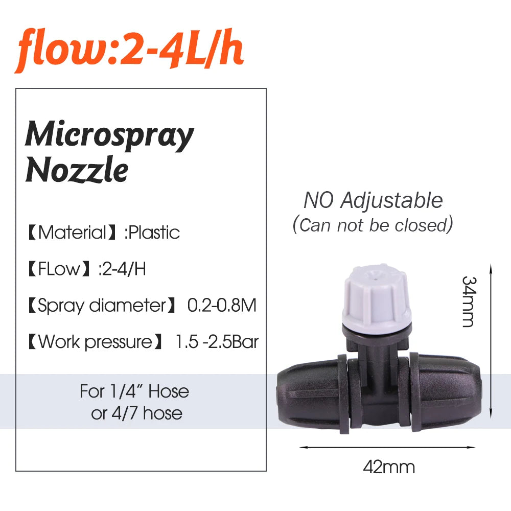 15PCS 1/4"Garden Hose Misting Nozzle with Lock Cap for Greenhouse 4/7mm Hose Irrigation Sprinkler Prevent Tubeing Slip Sprayer