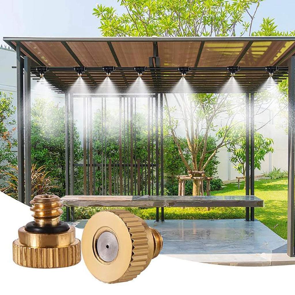 Cooling Fog Nozzle 3/16" Thread 0.5mm Brass Nozzle Garden Yard Balcony Outdoor Drop Temperature Industrial Dust Removal Atomizer