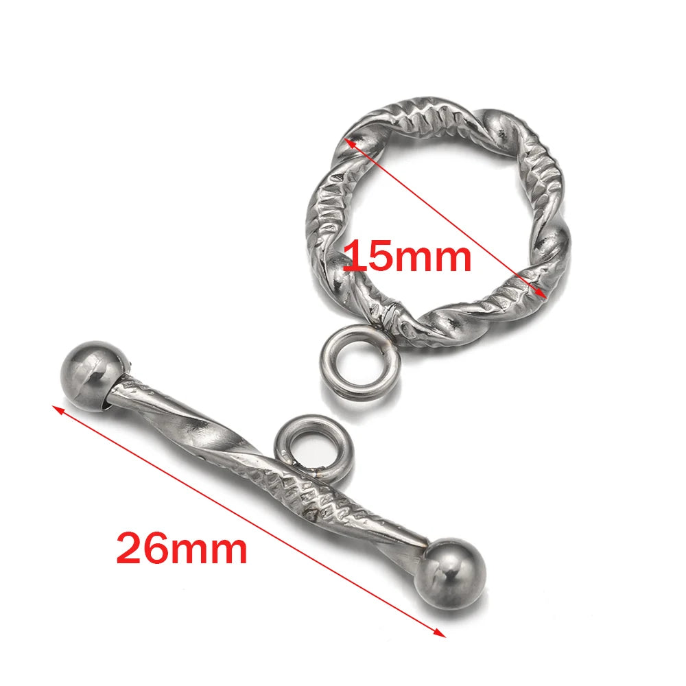 2 Sets Stainless Steel Heart Toggle Clasps Bracelet Closure Fastener Buckle OT End Connectors for Necklace Jewelry Making DIY