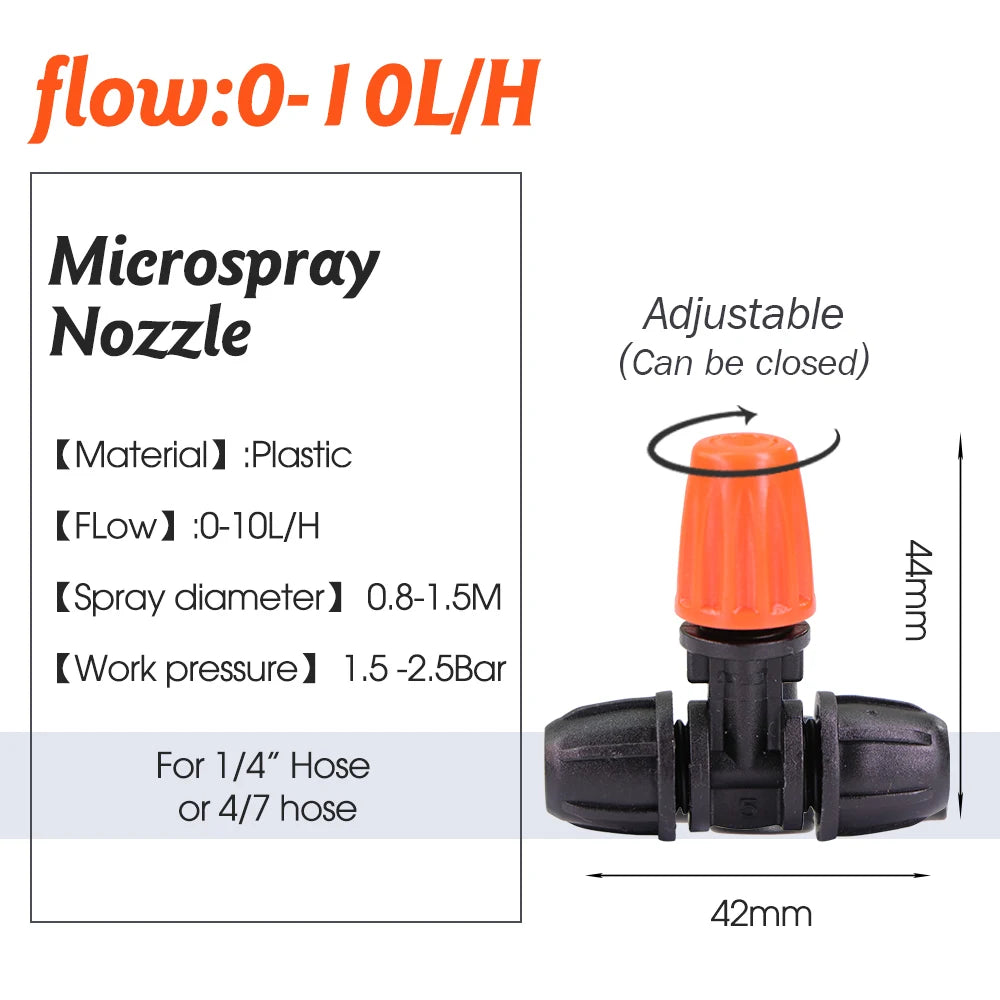 15PCS 1/4"Garden Hose Misting Nozzle with Lock Cap for Greenhouse 4/7mm Hose Irrigation Sprinkler Prevent Tubeing Slip Sprayer