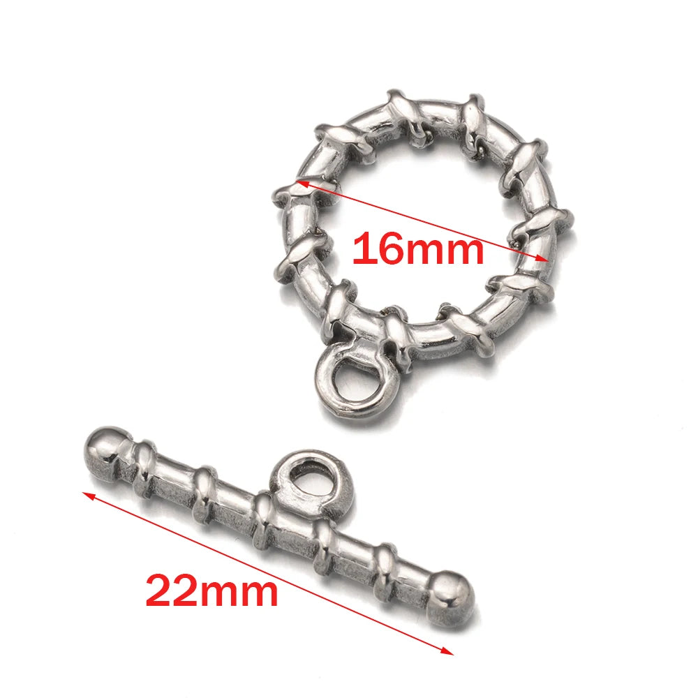 2 Sets Stainless Steel Heart Toggle Clasps Bracelet Closure Fastener Buckle OT End Connectors for Necklace Jewelry Making DIY