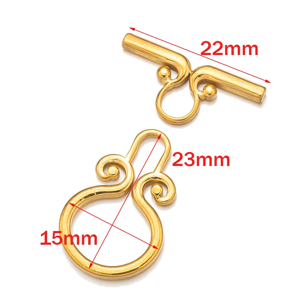 2 Sets Stainless Steel Heart Toggle Clasps Bracelet Closure Fastener Buckle OT End Connectors for Necklace Jewelry Making DIY