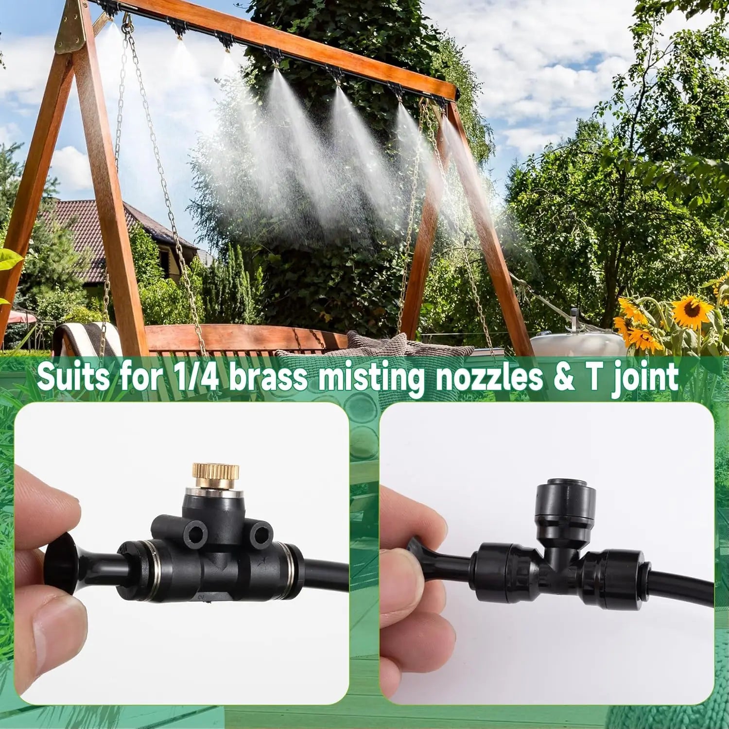 Cooling Fog Nozzle 3/16" Thread 0.5mm Brass Nozzle Garden Yard Balcony Outdoor Drop Temperature Industrial Dust Removal Atomizer